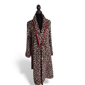 Faded Glory Leopard Print Fleece Robe Sz. Large 12/14 Brown/Black
